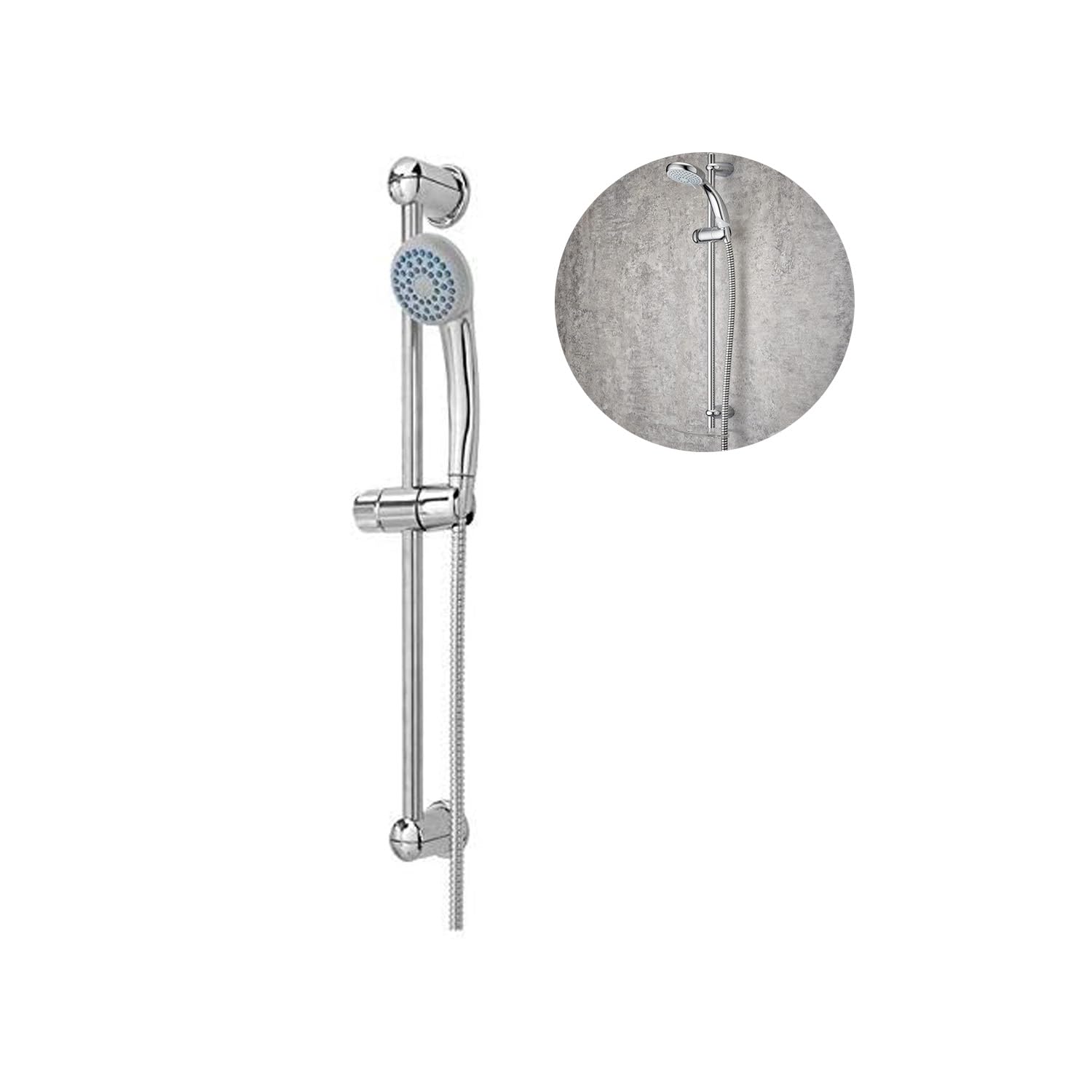 Pommeau de douche avec monte-descente en métal pour un espace bain confortable