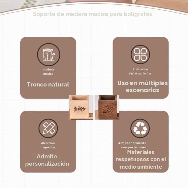 Portalápices de madera personalizado para escritorio con soporte para teléfono celular, grabado personalizado de texto/fotos, organizador de escritorio de madera maciza, regalos para compañeros de