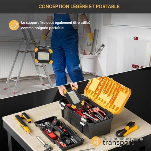 Lampe à LED portable multifonction à 5 modes pour travail et pêche - 5