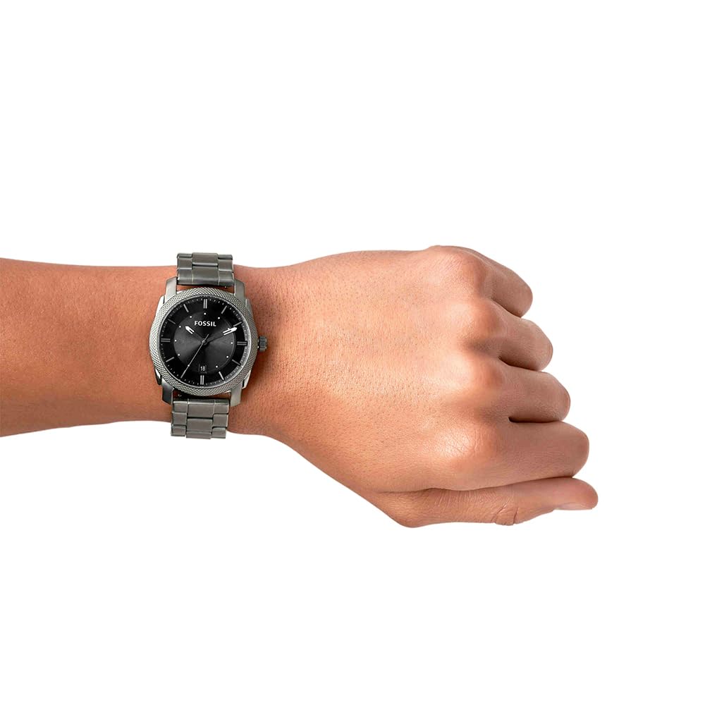 Fossil Machine Watch für Herren, Quarz-Dreizeiger-Datumswerk mit Edelstahl- oder Lederarmband