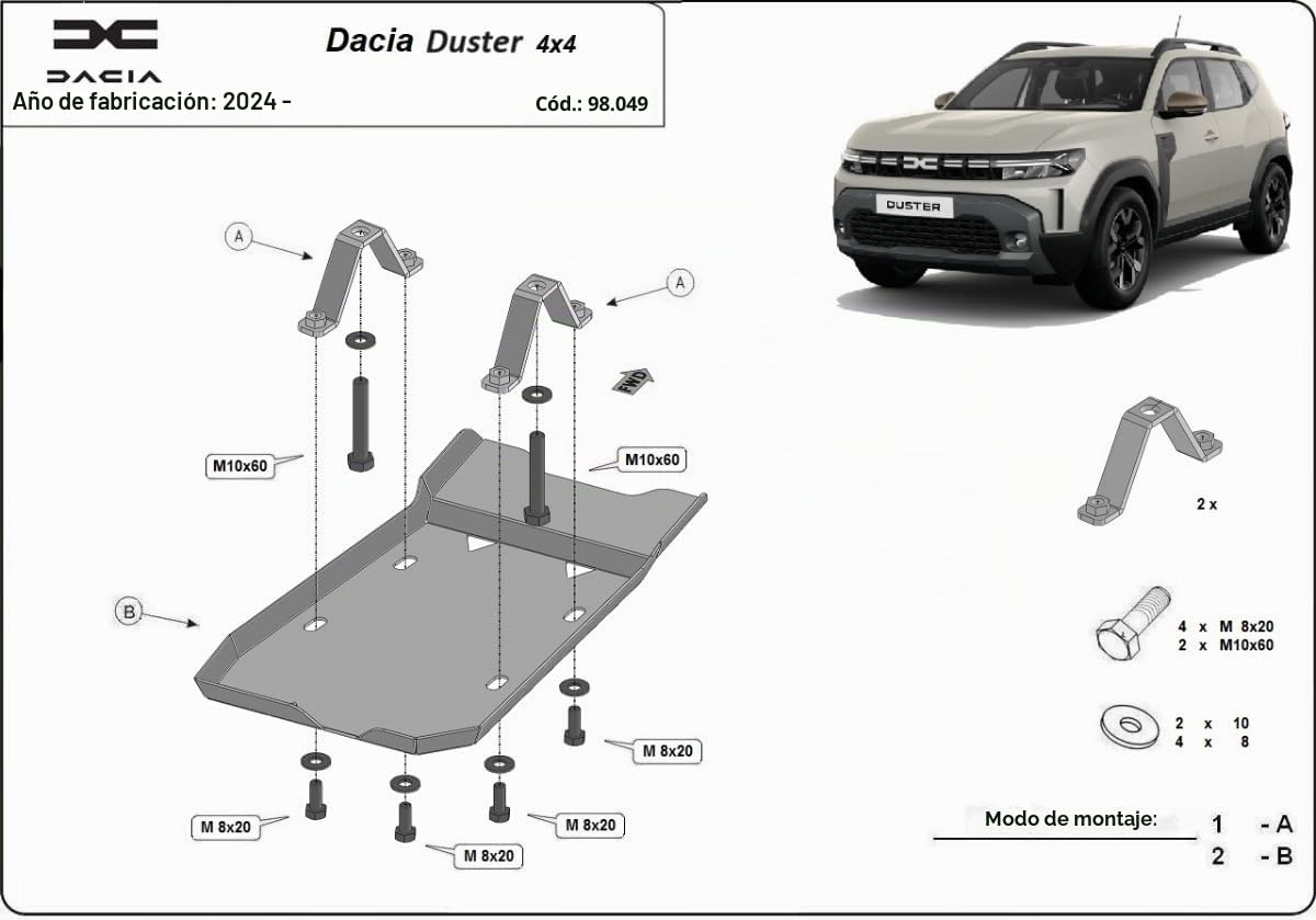 Protección diferencial de aluminio compatible con Dacia Duster 4x4 - (2024-2025)