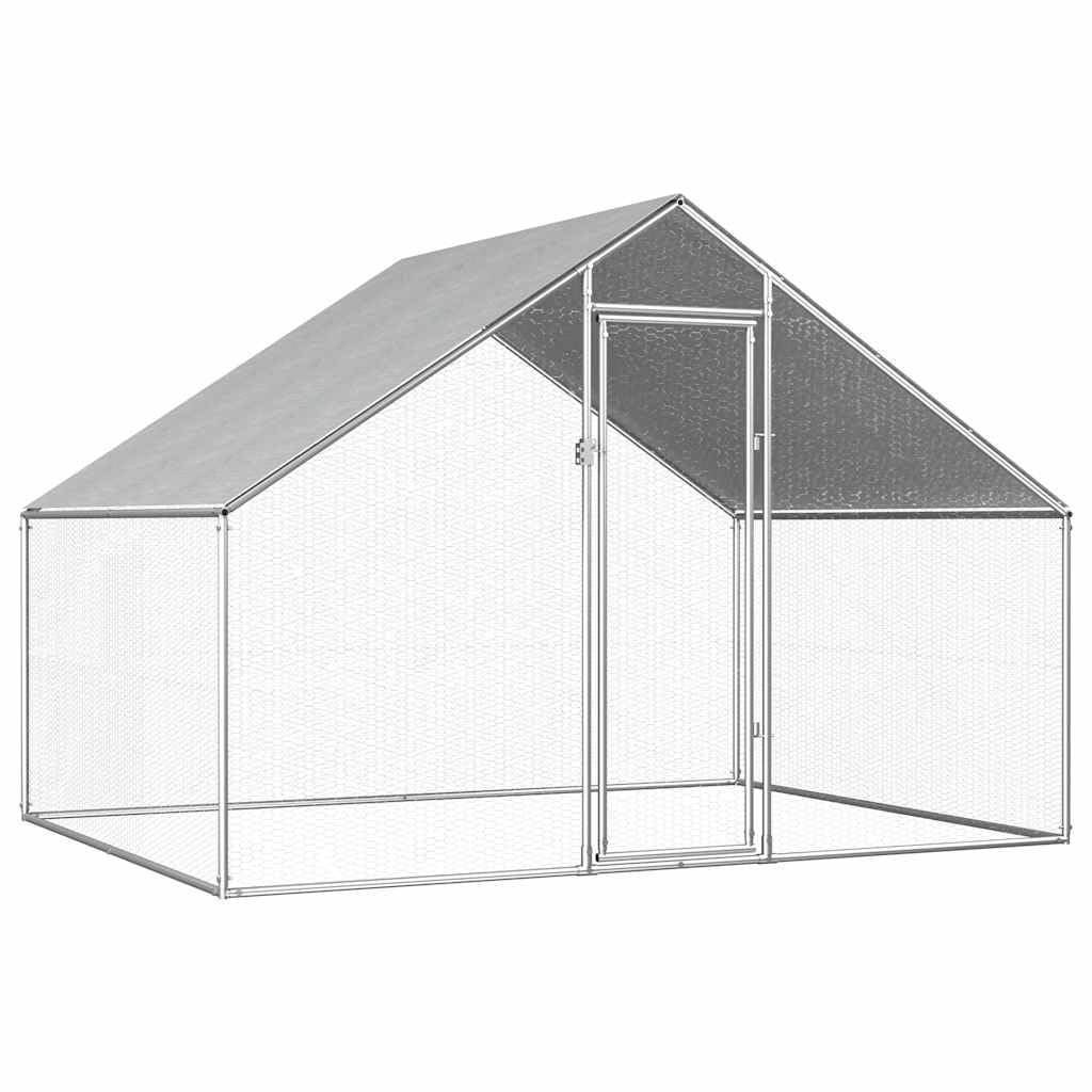 vidaXL Jaula Gallinero de Exterior de Acero Galvanizado 2.75x2x1.92m Aves Corral Habitáculos Animales Pequeños Sistema Cierre con Cerradura Paredes Malla