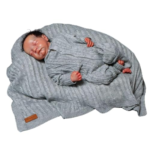 Kit Saída Maternidade Bebê Menina Menino Luxo Tricô 2 Peças Charmosa (Cinza)