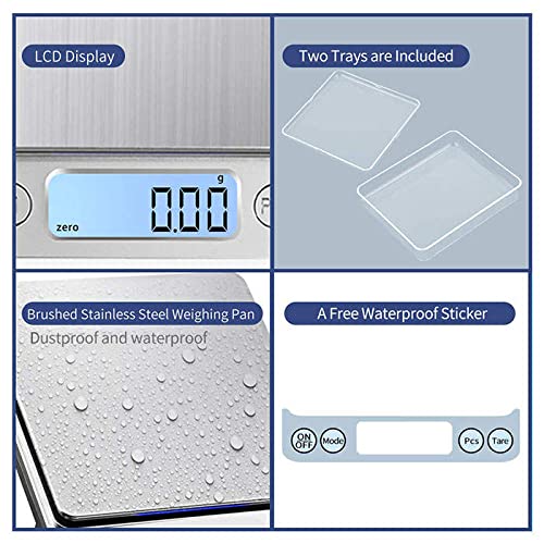 Food Kitchen Scale With Tray 0.1G Digital Kitchen Scale For Food Accuracy 500G Capacity - Digital Scale With Tray For Powder, Cooking, Coffee, Baking Scale, With Lcd/Tare Function And Tray #TOP6