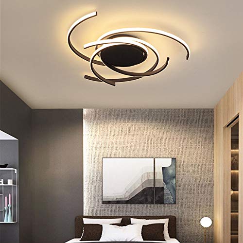 Plafonnier LED dimmable noir de 75cm en forme de fleur avec télécommande pour salon