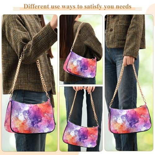 Bolso de hombro para mujer naranja y morado miniatura 5