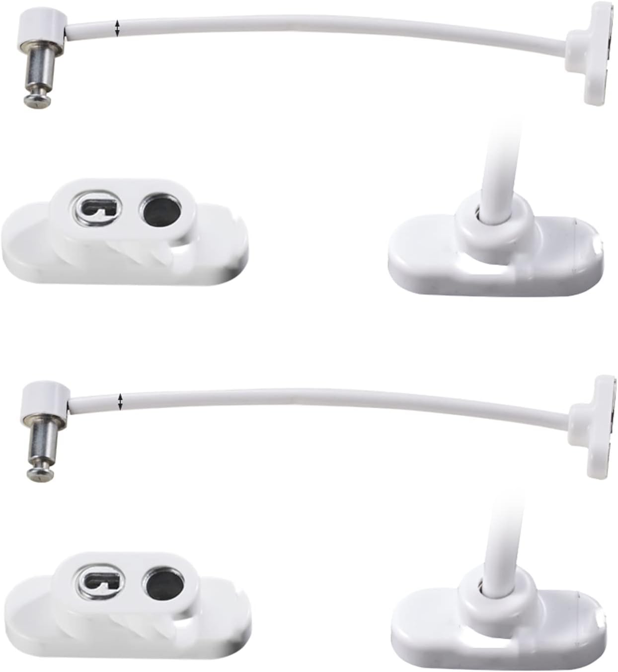 HEAGER Door Bolt,Door Lock,Door Latch, 2PCS Stainless Steel Door Lock with Key Window Latch for Windows Anti-Theft Safety Chain White(Size:Wire Length 180mm,Color:White)