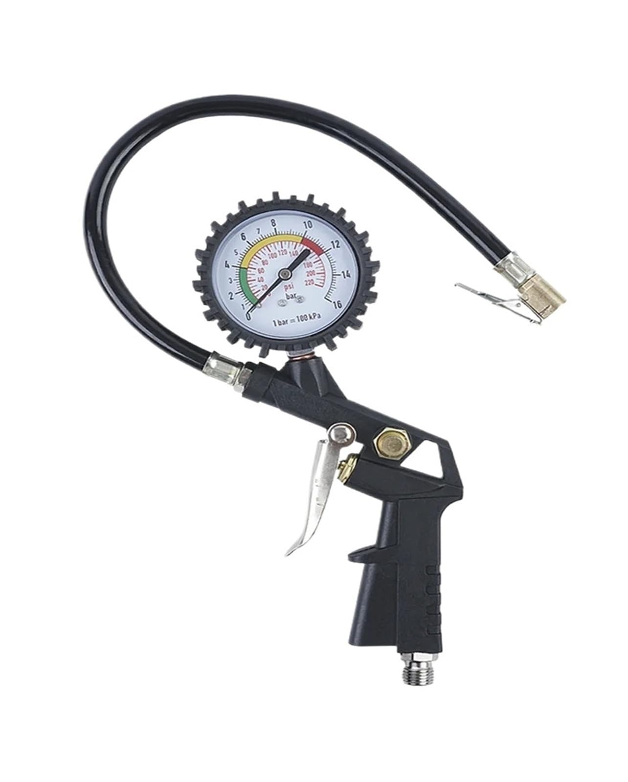 Tire Pressure Gun 0-16Bar/0-220 Pressure Gauge, Tire Pressure Measuring Tool, Inflatable/Deflated, Inflation Pump Accessories(SET-A)