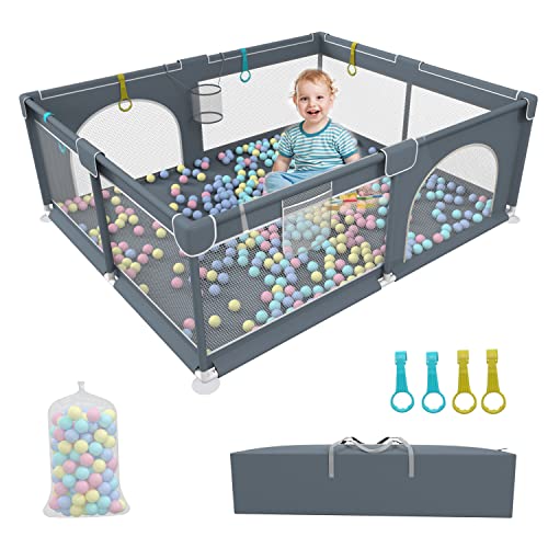 Image of Extra Large Baby Playpen(79x63x26inch),Packable & Portable Play Pens for Babies and Toddlers, Baby Play Yards with Balls, Kids Indoor & Outdoor Activity Center, Baby Fence with Breathable Mesh
