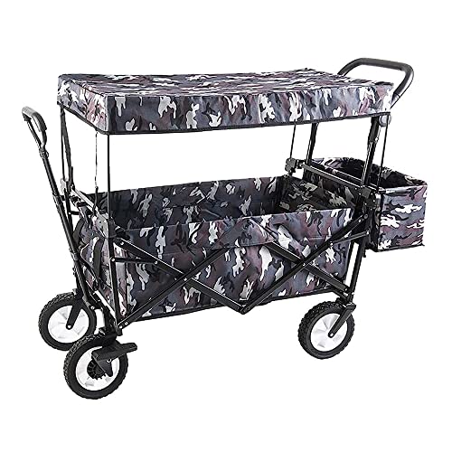 Wäschewagen Handwagen,Zusammenklappbarer Gartenwagen,Schwerlastwagen Mit Überdachung,Multifunktions Einkaufswagen Für Outdoor Camping Strandwagen Mit 4 Rädern,Tragkraft 100 Kg/ – Bild 3