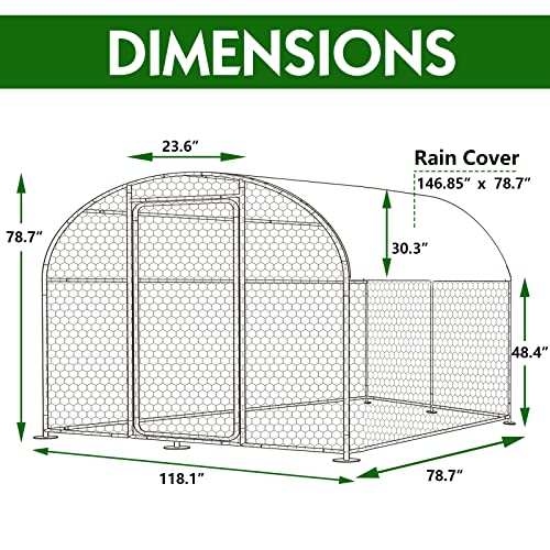 MAGIC UNION Large Metal Chicken Coop Run Duck Coop, Galvanized Chicken Runs for Yard with Cover, Walk-in Chicken Run Poultry Cage Hen House Rabbits Habitat for Outdoor Farm(Round Top) - Thumbnail 2