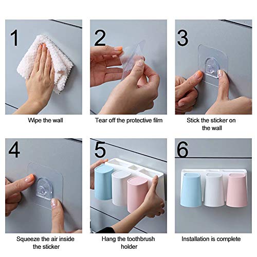 Toothbrush Holder, Wall Mounted Bathroom RV Accessories Organizer with 3 Cups for Electric Toothbrush Toothpaste Combs Razors Eyebrow Trimmers Facial Cleansers Storage