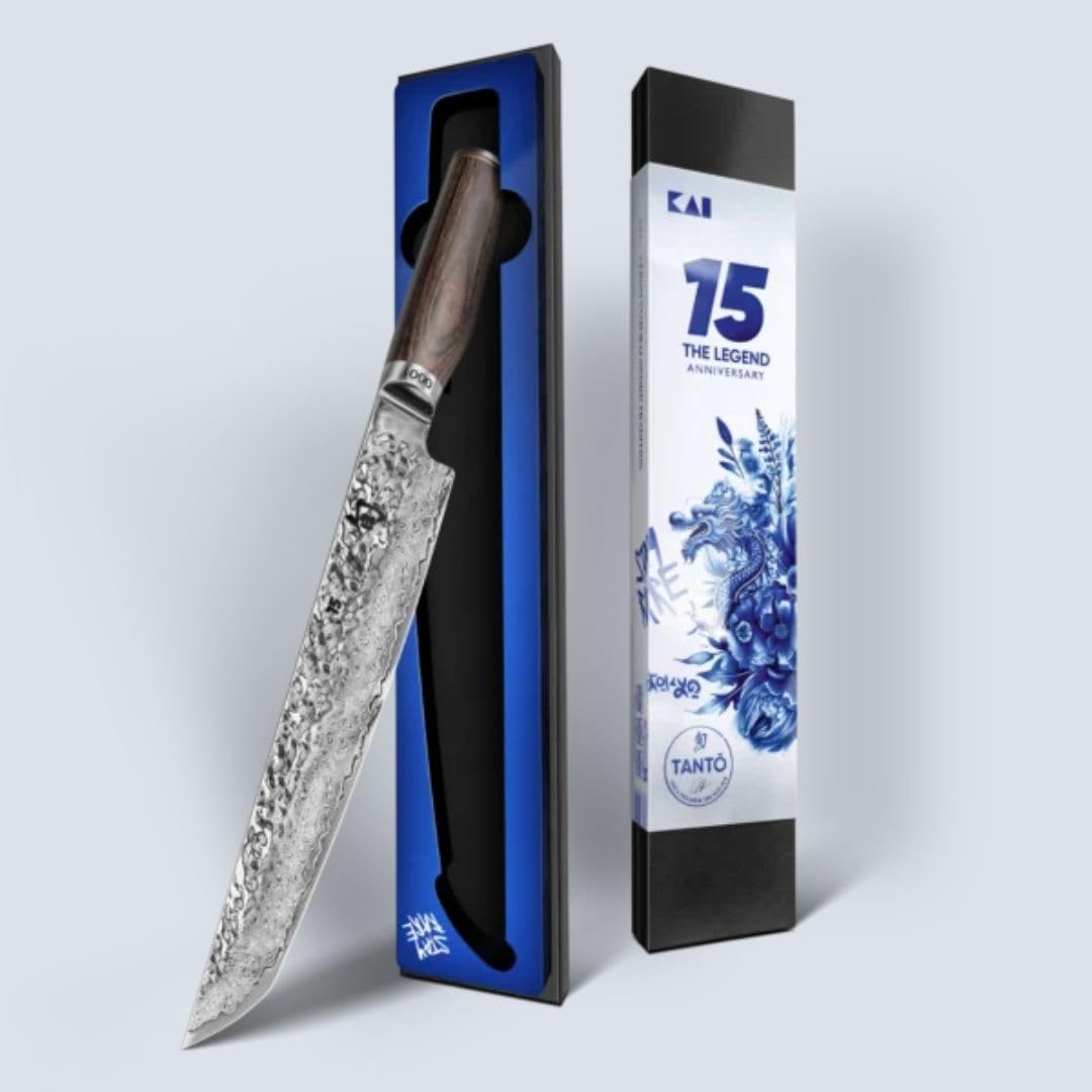 KAI Shun Premier TDM-1785 Tantō Kochmesser, Limitierte Jubiläumsedition, VG MAX Damaszenerstahl, Pakkaholzgriff