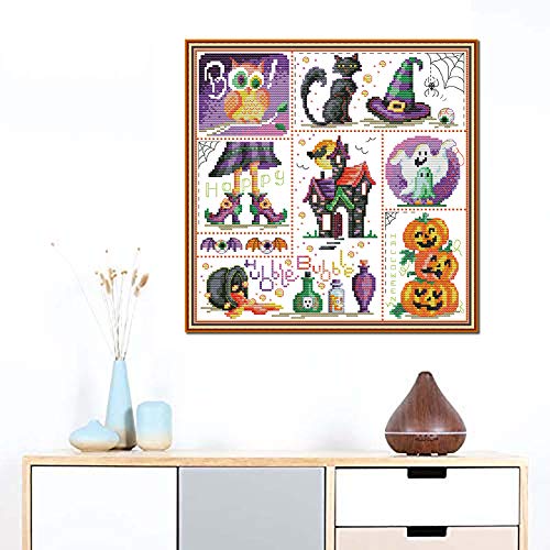 Cross Stitch Kits Stamped, Own4B Halloween Printed Pattern 11Ct 16.1X16.1 Inch Diy Embroidery Kit (Halloween) #TOP1