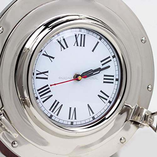 Nagina International Silver Metal Nautical Porthole Wall Clock #TOP5