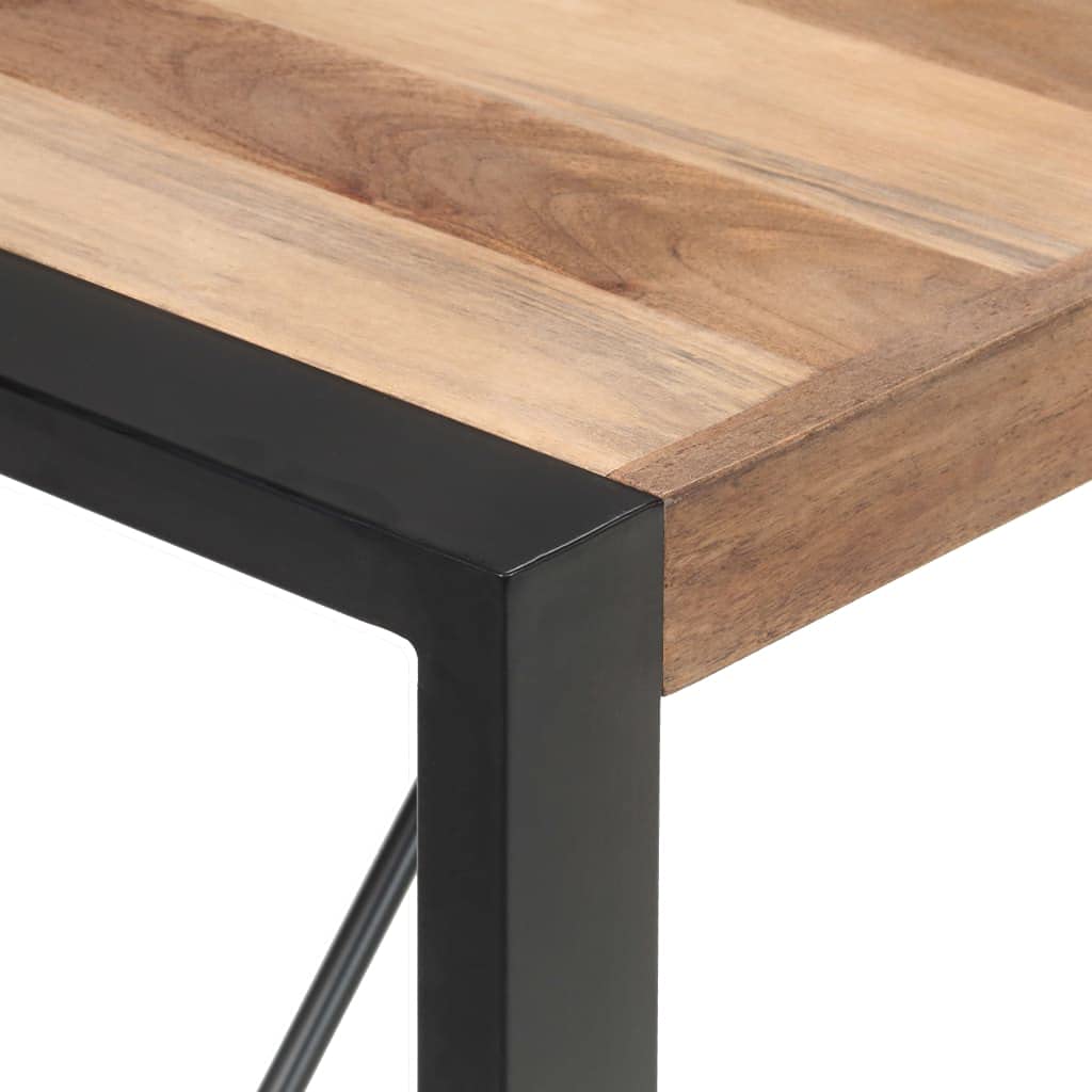Table à manger 140 x 70 x 75 cm en bois massif d'acacia avec pieds en acier - Table à manger extensible et stable pour cuisine, salle à manger