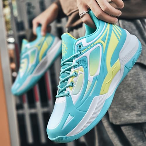 Mens Leather High Top Basketball Shoes Fashion Graffiti Non-Slip Walking Running Tennis Training Volleyball Sneakers (Blue,11)3