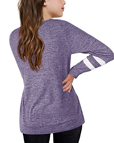 Image of Apbondy Girls Shirts Casual Long Sleeve Crewneck Loose Striped Sweatshirts Pullover Tops