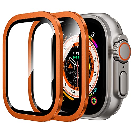 Mantiene l'originale: realizzato in vetro temperato 9H + telaio in lega di titanio, mantiene la forma originale del tuo Apple Watch mentre ti consente di proteggere lo schermo e lo schermo intorno al paraurti dai graffi nella vita quotidiana. Nota: non può essere indossato su qualsiasi altra custodia dopo l'installazione. !