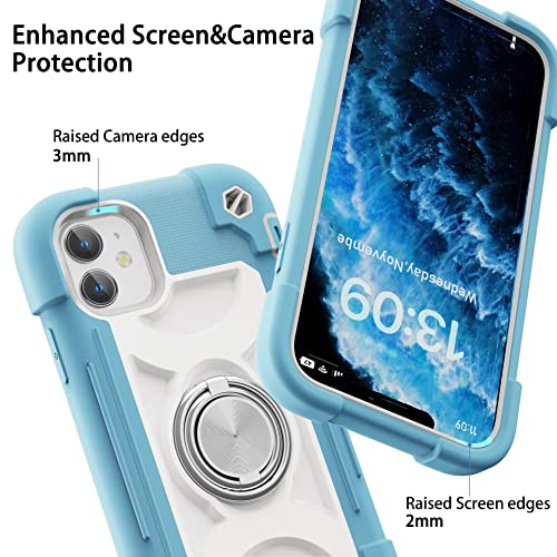 Image of MARKILL Compatible with iPhone with Built-in 360Rotating Ring Stand, Military Grade Drop Protection Full Body Rugged Heavy Duty Case Durable Cover (Ice Blue, iPhone 11 6.1 inch)