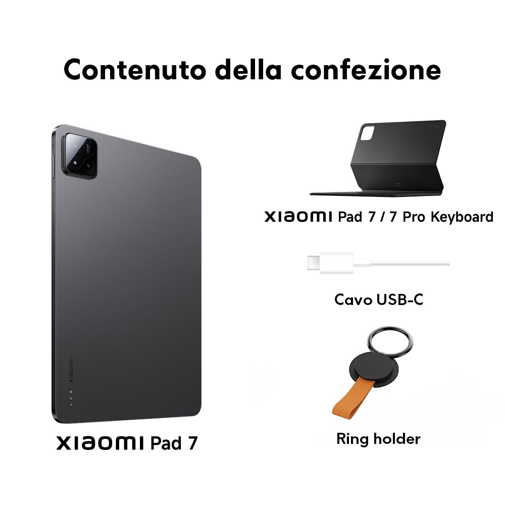 Xiaomi Pad 7 + Keyboard, (Tablet) display da 11.2'', 8+128GB, Nero, batteria da 8850mAh, Ricarica Turbo da 45W, HyperAI (Alimentatore non incluso)