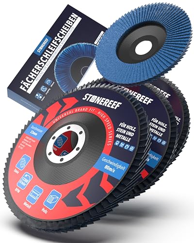Fächerscheiben 4er-Set [125mm] Winkelschleifer Fächerscheibe Schleifscheiben - Schruppscheiben Fächerschleifscheibe Glasgewebe Trägerteller präzises Schleifen und Entgraten mit Lamellenscheiben