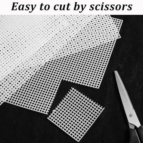 Image of JIYIN 4 Pcs 4 Count Plastic Mesh Canvas Sheets for Embroidery, Plastic Needlepoint Canvas, Eye Mesh for Acrylic Yarn Crafting Knit Crochet Projects and Make Aquarium Dividers(White 11.8x7.9'')