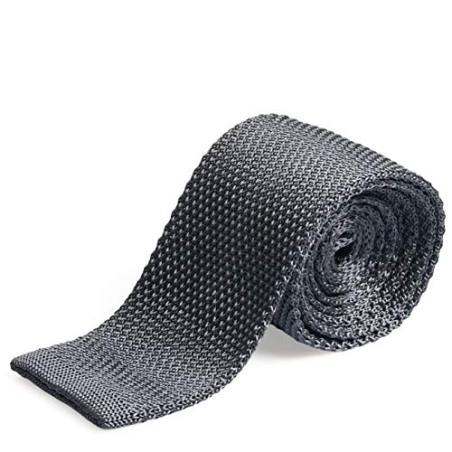 Zenxus 100% Mulberry Silk Knit Neckties, Classic Solid 2(1/4)" Skinny Sock Ties Seda Gray #TOP22