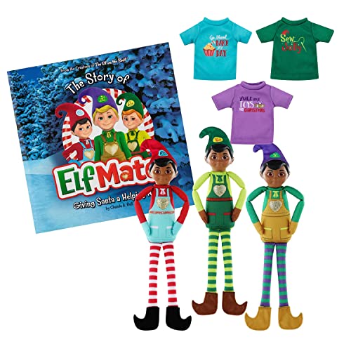 The Elf on the Shelf Elf Mates - Dark Tone Super Pack: 3 Elf Dolls and 3 Shirts