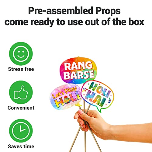 Image of Party Propz Multicolour Holi Props - 11Pcs Multicolor Props for Holi decoration Items for Home, Rang Barse Banner (Cardstock)