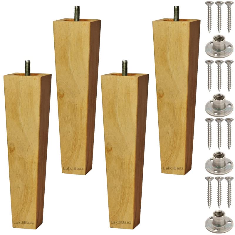 Lakdi Baaz | Wooden Leg Uncolored Ready to Polish for Sofa and Furniture 8 Inch