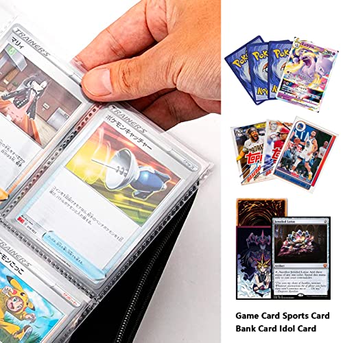 Scimi Trading Card Album - Holds 900 Cards 50 Removable Pages 9 Pockets With 3 Rings In Standard Size Cards Zipper Binder For Tcg Mtg Pockmon Yugioh Sports Cards (Black) #TOP2
