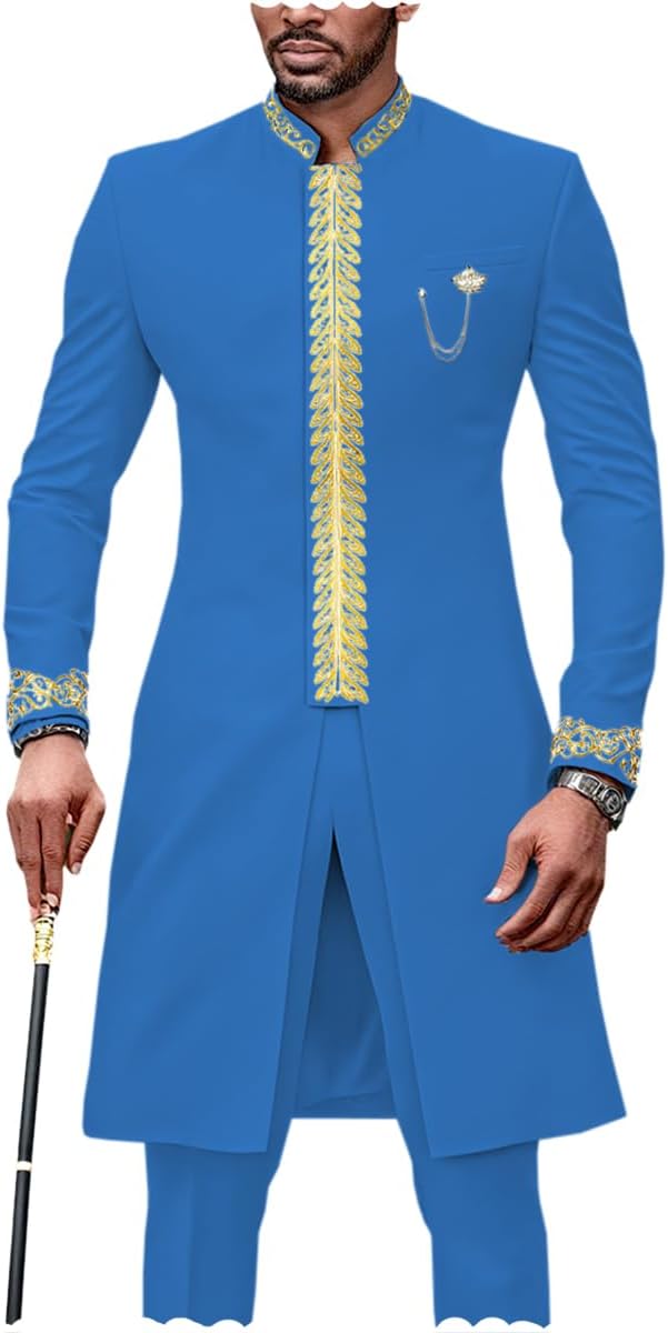 African Suits for Men 2 Piece Tuxedo Slim Jacket Fit Blazer Party Dress Suit