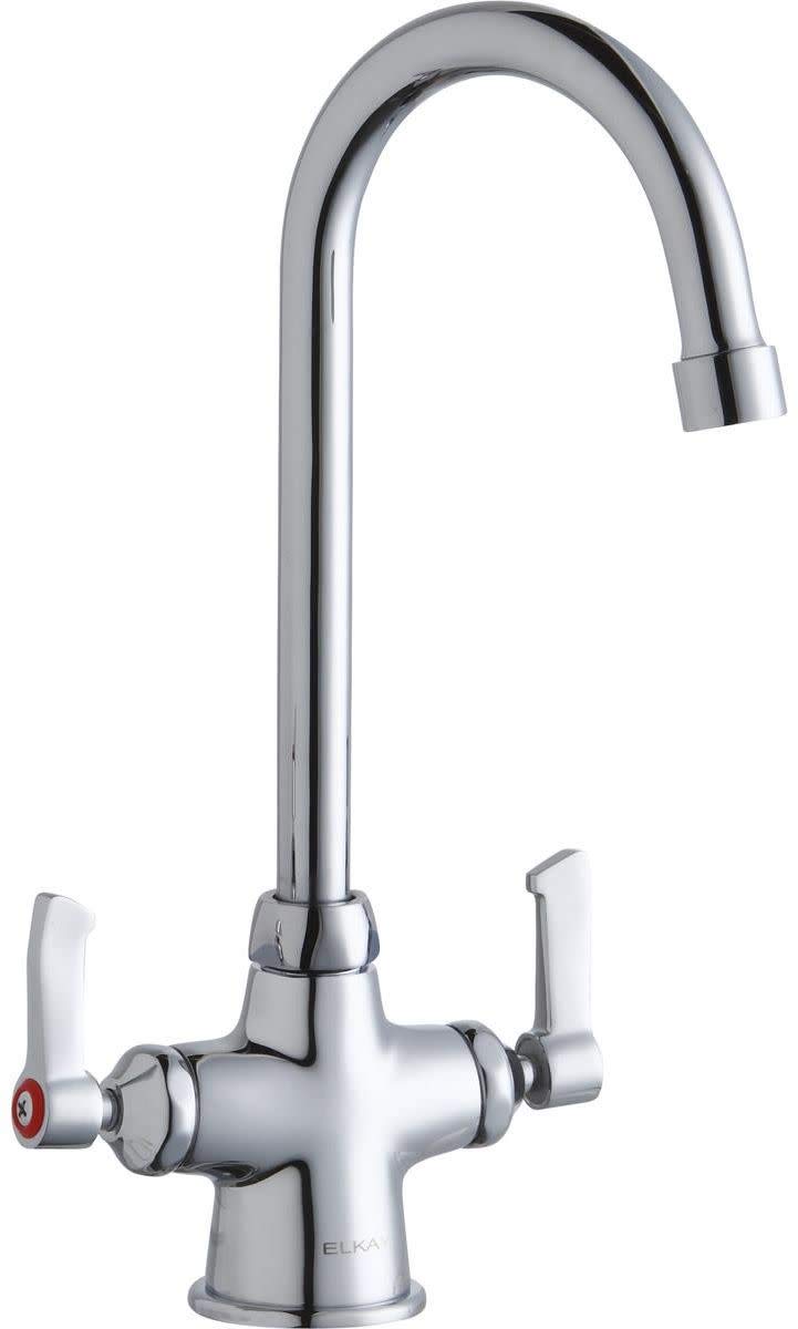 Elkay LK500GN05L2 Single Hole Concealed Deck Faucet with Gooseneck Spout and Lever Handles, Chrome