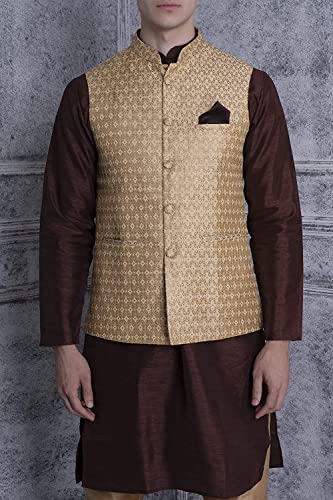 Image of Uri and MacKenzie Men's Silk Blend Kurta Pajama with Designer Ethnic Nehru Jacket /Modi Jacket