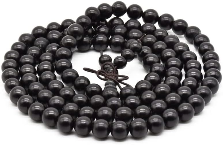 ANAWARIYAS Karungali Malai 8 mm 108+1 beads Orignal Ebony Mala, Natural Black Ebony Wood Mala for Meditation Pooja Chanting Wearing Jewelry Prayer Beads