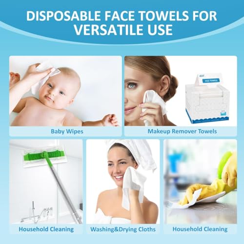 Image of HOMEXCEL Face Towels, Disposable Face Towelette Ultra Soft & Absorbent