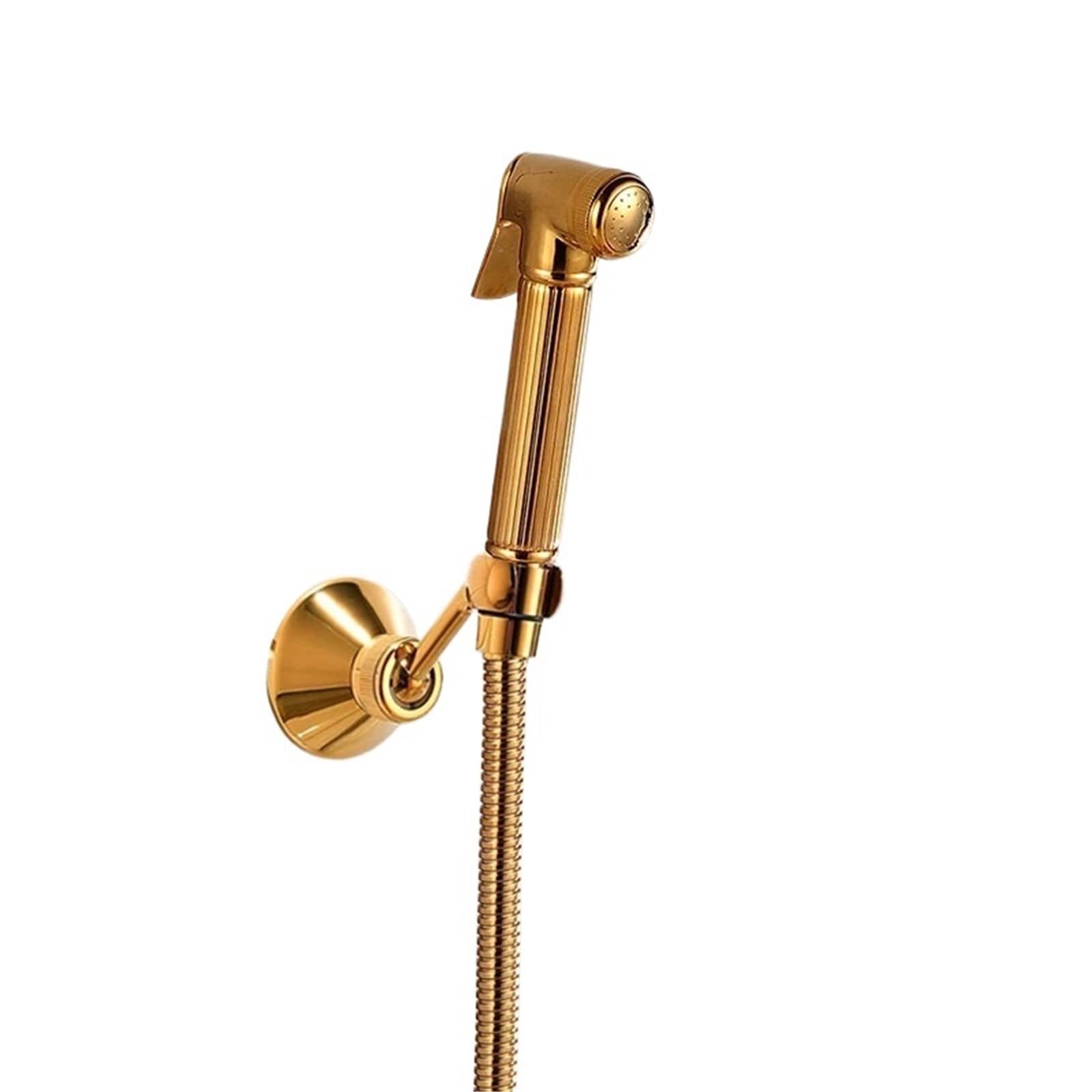 ZYCHSJXA Hand Held Bidet Sprayer Douche Toilet Kit Antique Bronze Shattaf Shower Head Copper Valve Set Jet Faucets Taps(Gold 1)