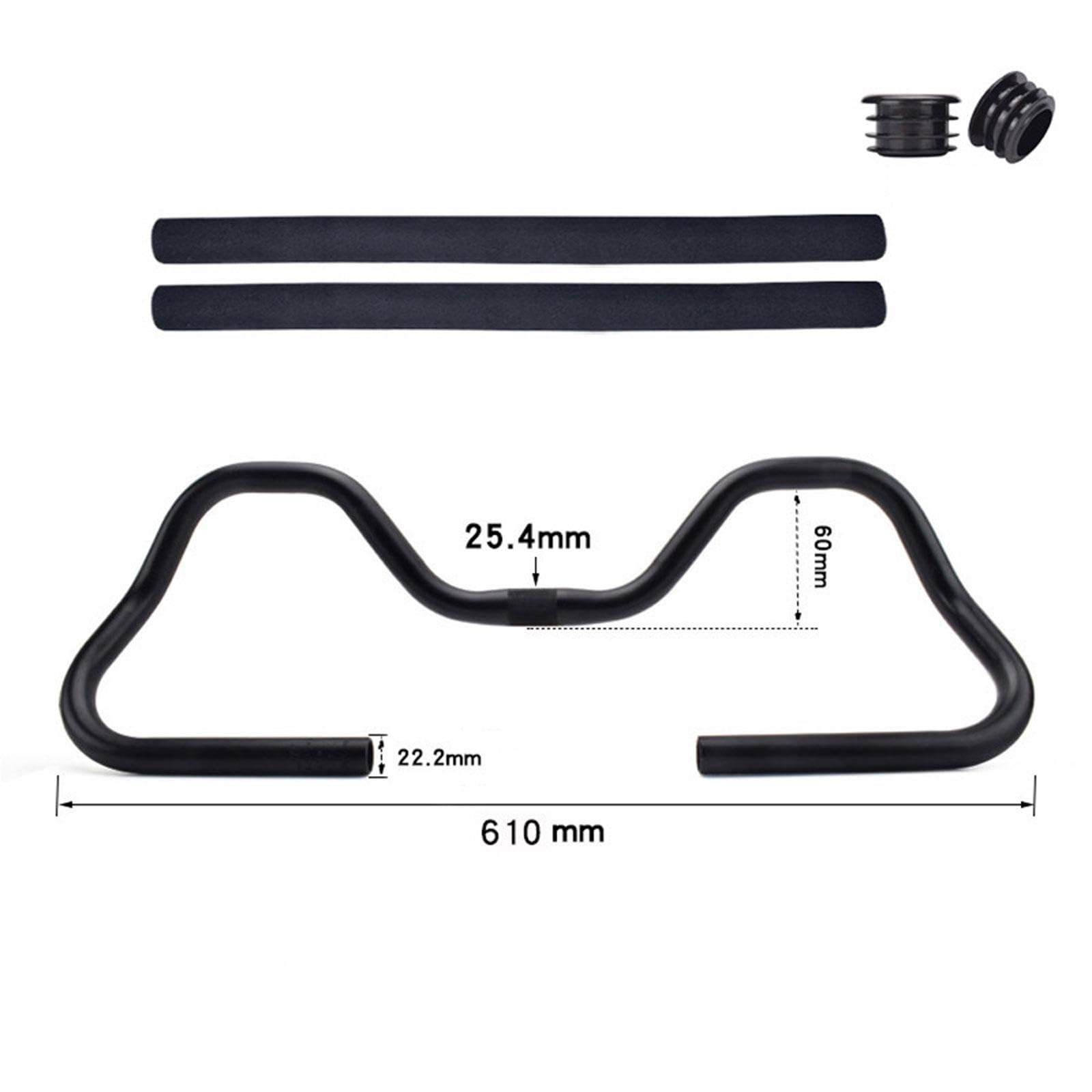 Lenker Aus Aluminiumlegierung, Butterfly Lenkererhöhung, Schwammgriffe, Zubehör Geeignet für Mountainbike, Rennrad, Trekking, 61cmx12cm