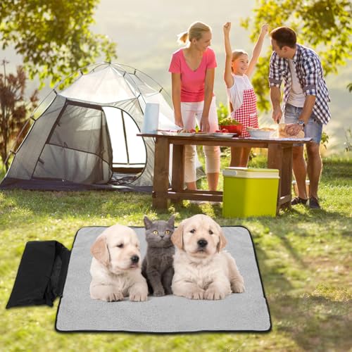 Wapasezyar Hundedecke für Unterwegs, Faltbare wasserdichte Haustier Decke Flauschig Weich Waschbar Decke für Haustier und Hundedecke Matte für Hunde Welpen Katzen Autositz 100x70cm (Schwarz)