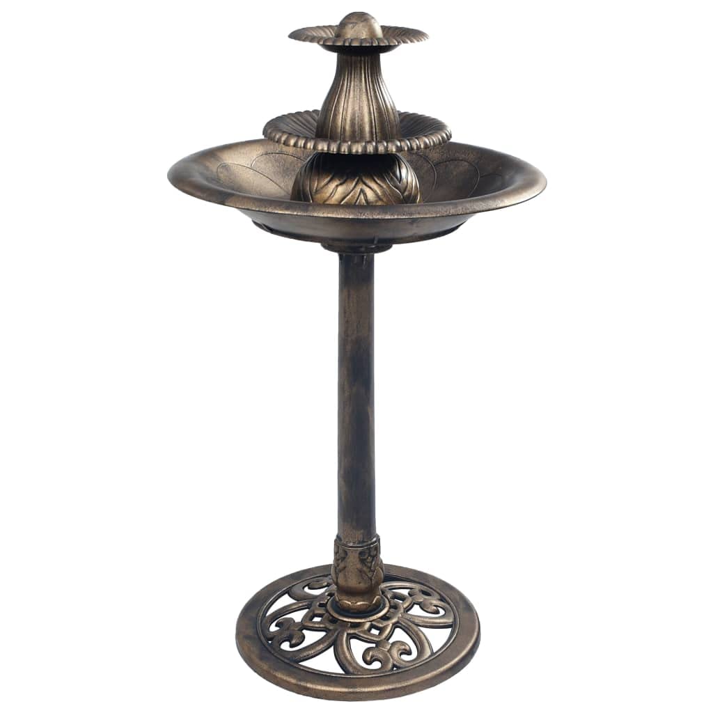 vidaXL Vogelbad mit Springbrunnen Vogeltränke Wasserschale Vogel Tränke Bad Gartenbrunnen Gartendeko Zierbrunnen Brunnen Bronzen 50x91cm Kunststoff