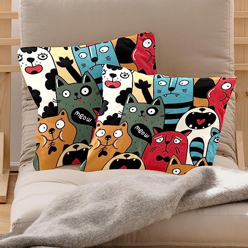 Housse de coussin velours chat 50x50 double face pour masquer l'usure