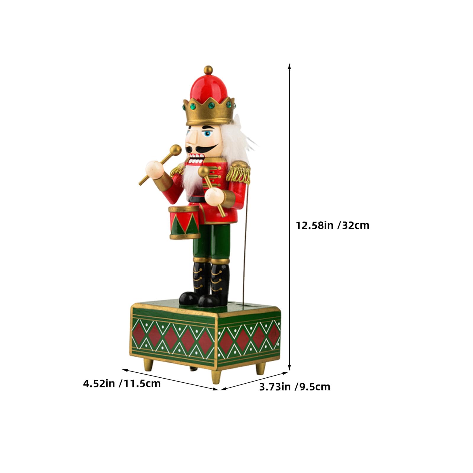 INOOMP 3pezzi Carillon Carica Manuale di Natale in Legno di Ornamenti Soldati dello Schiaccianoci Decorazioni Musicali per Feste Natalizie per Ufficio