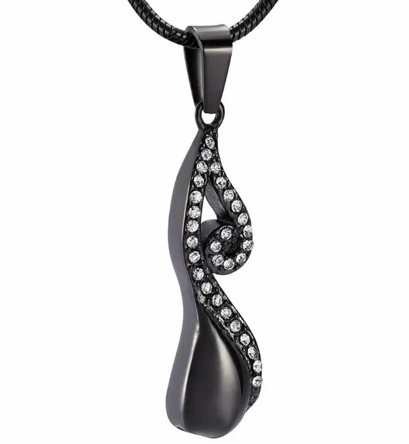 BIAIHQIE Crystal Memorial Jewelry Cremation Urn Pendant Necklace for Ashes Holder Caskets Cremation Urns Keepsakes for Women-Black