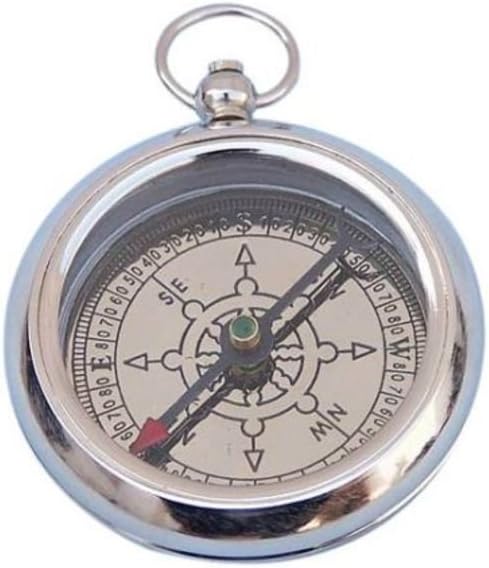 Hampton Nautical Chrome Rms Titanic White Star Pocket Marine Compass, 3"