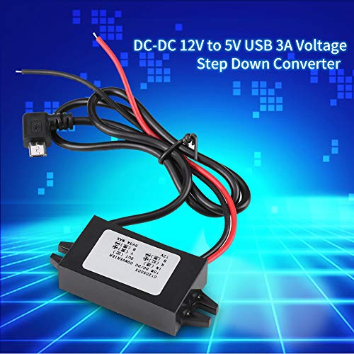 OTVEE Konwerter DC 12V do 5V/3A, Micro USB, Wyświetlacz LED Samochodowy, Zasilacz Converter, Moduł Transformator Adapter