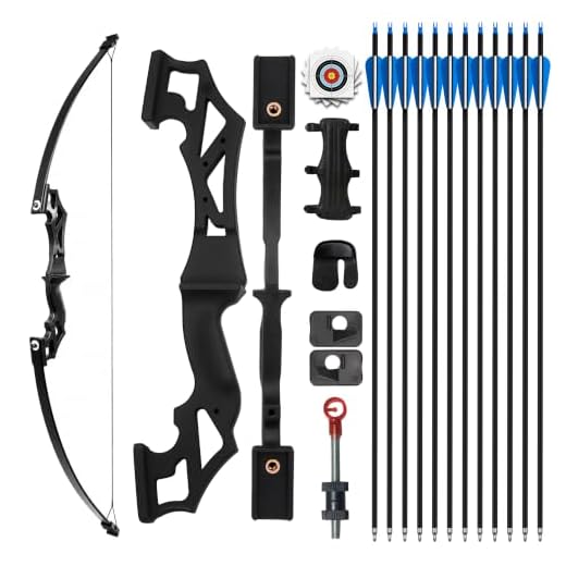 SERfawnCH 30lbs Recurvebogen-Set mit Nylon-Griff und Übungspfeilen für Outdoor-Bogenschießen & Zielübungen (Komplett)