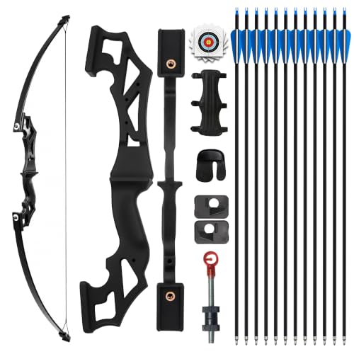 SERfawnCH 30lbs Recurvebogen-Set mit Nylon-Griff und Übungspfeilen für Outdoor-Bogenschießen & Zielübungen (Komplett)