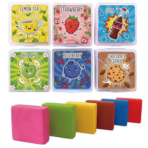 12 pcs Scented Kneaded Erasers Set Kneadable Art Erasers in Individual Plastic Cases Soft Moldable Drawing Eraser for Sketching Charcoal Graphite Clean Erasing Stationery (12 Soda Theme)