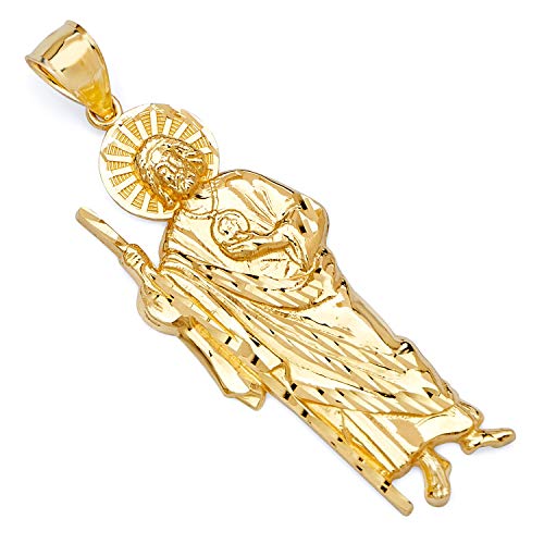 14k REAL Yellow Gold Religious Saint Jude Thaddeus Charm Pendant
